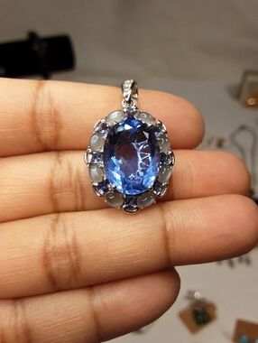 925 color change fluorite and Genuine Gemstones.